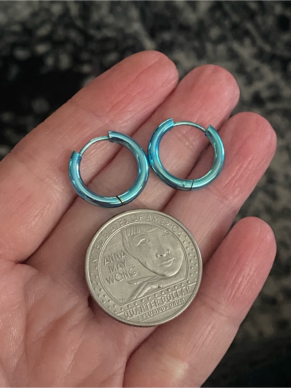 Blue Small Hoops Women's Earrings - Unbranded